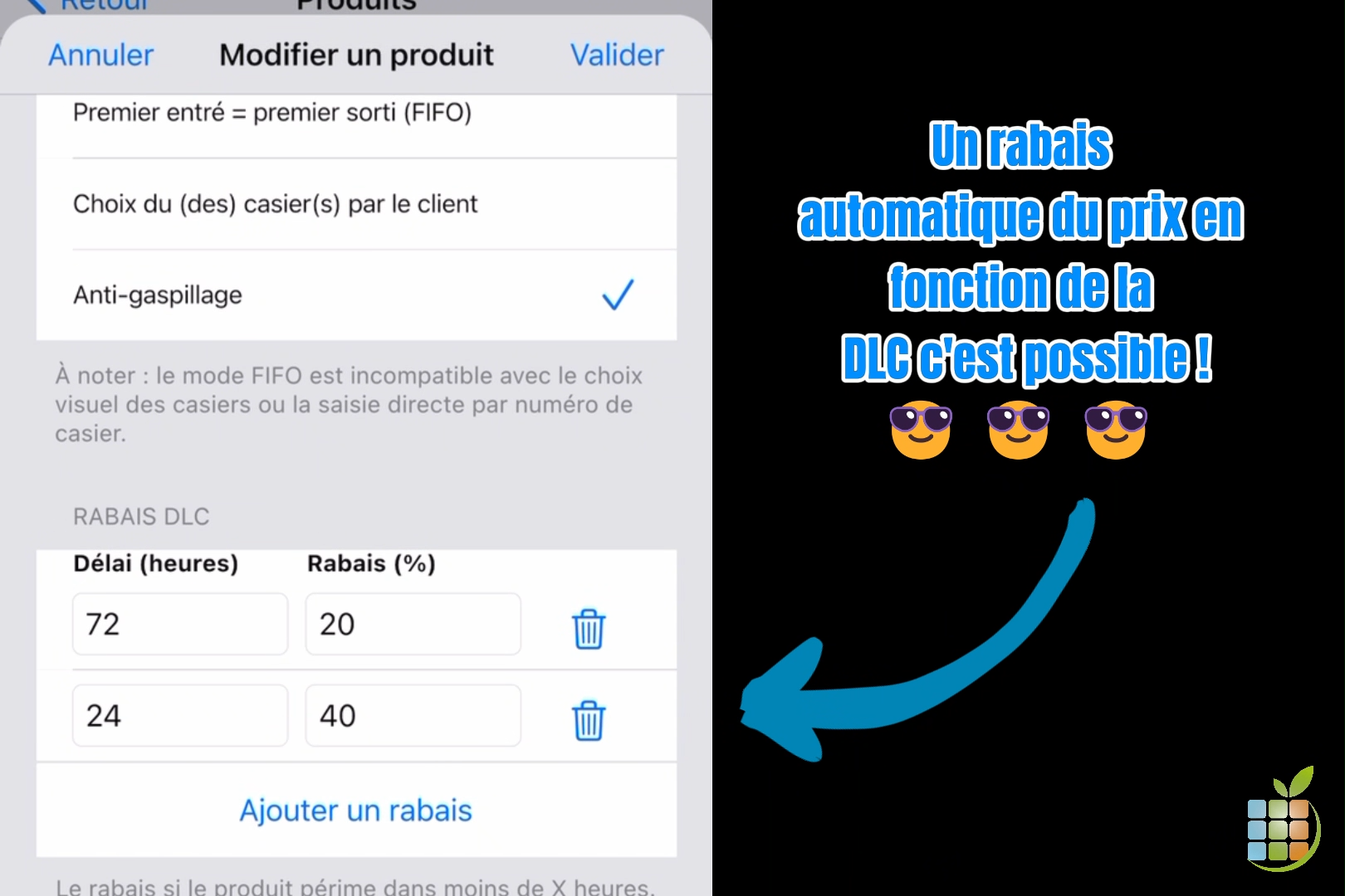 Vidéo fonctionnalité anti-gaspi